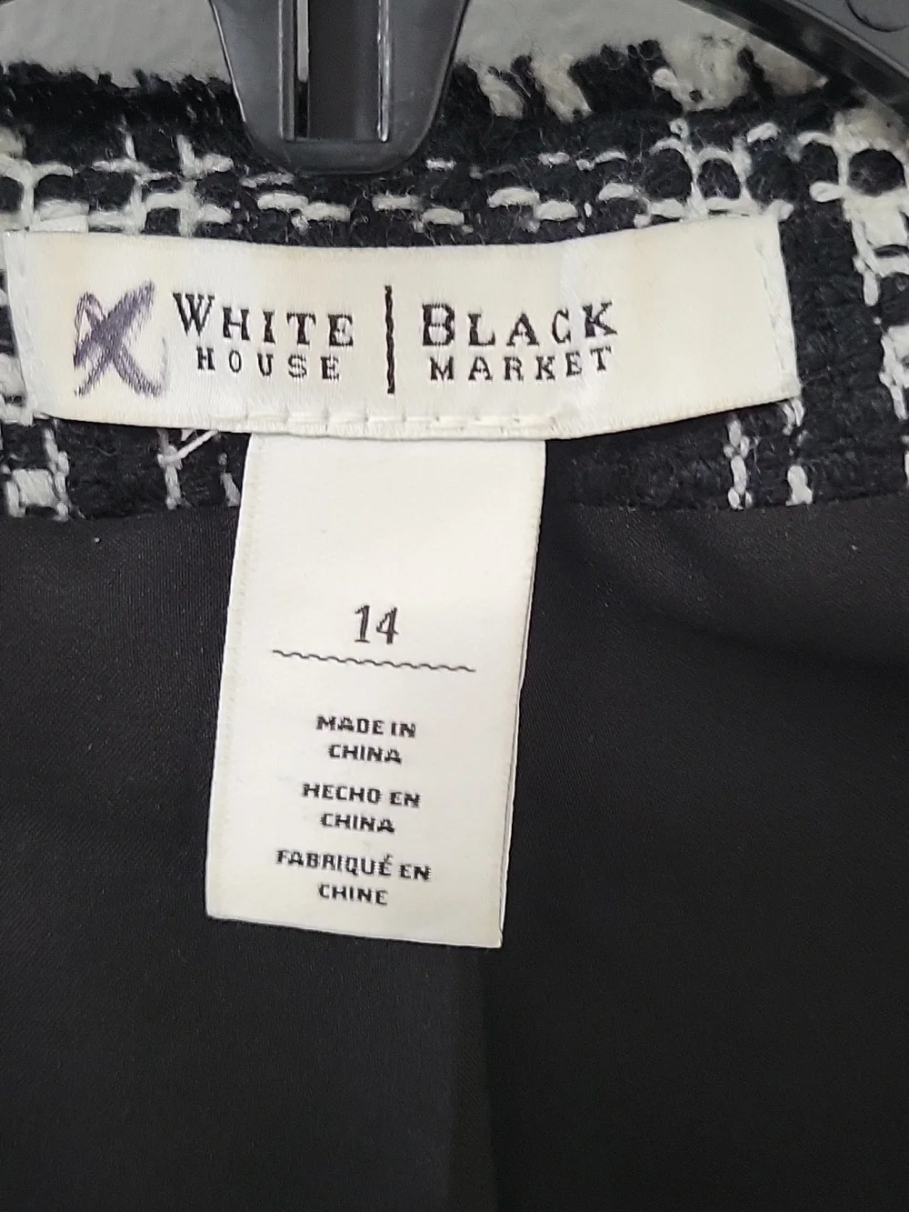 White House Black Market Plaid Tweed Jacket, Size 14 - Picture 2 of 8